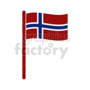 The image is a clipart of the flag of Norway. The flag features a red background with a blue cross outlined in white, with the vertical part of the cross shifted towards the hoist side.