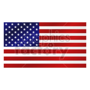 The image is a clipart of the flag of the United States of America, often referred to as the American flag. It consists of thirteen horizontal stripes, alternating red and white, with a blue rectangle in the canton, referred to specifically as the union, bearing fifty small, white, five-pointed stars arranged in nine offset horizontal rows.