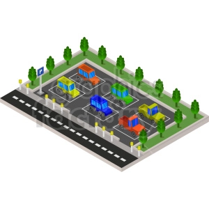 parking lots isometric vector graphic