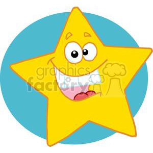 Happy Yellow Star Smiling In Front Of A Blue Circle