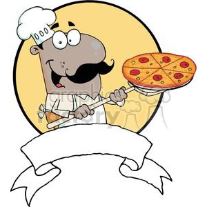  A Proud African American Chef Inserting A Pepperoni Pizza Banner