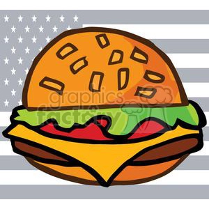 A Loaded Cheese Burger In Front of The USA Flag