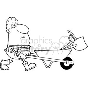 2466-Royalty-Free-Woman-Gardener-Drives-A-Barrow-With-Tools