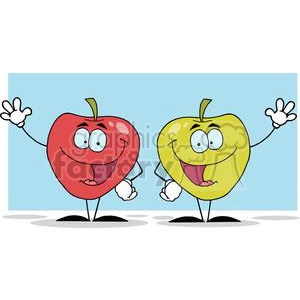 2850-Happy-Cartoon-Apples-Waving-A-Greeting