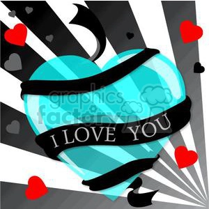 blue heart with I love you ribbon