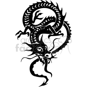 The image depicts a stylized representation of a Chinese dragon in a black and white clipart design. The dragon is depicted with intricate scales, swirling body, and a fierce expression, which are characteristic elements commonly seen in traditional Chinese art and depictions of dragons.