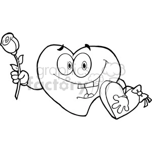 102556-Cartoon-Clipart-Sweet-Red-Heart-Man-Carrying-Chocolates-And-A-Rose