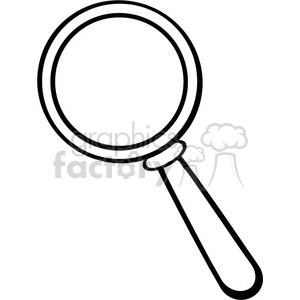 The image shows a simple line drawing of a magnifying glass. The drawing is black and white and consists of a circular frame representing the lens, attached to a handle.