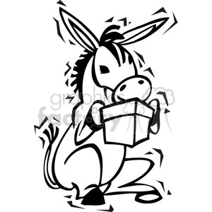 black and white Democrat cartoon donkey