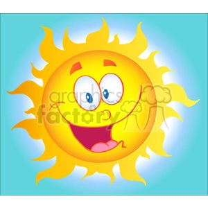 12897 RF Clipart Illustration Happy Sun Cartoon Character