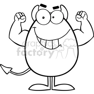 Clipart of Strong Devil Easter Egg Cartoon Character