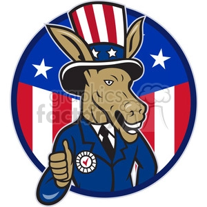 donkey democrat thumb up HALF US FLAG CIRC