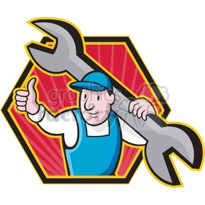 plumber thumb up holding a wrench