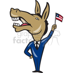 donkey democrat waving flag