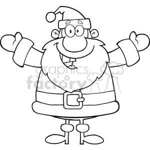 6656 Royalty Free Clip Art Black And White Happy Santa Claus With Open Arms For Hugging
