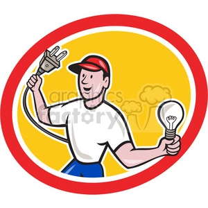 electrician holding bulb plug