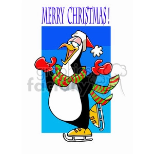 This cartoon shows a penguin ice skating, with the words 