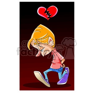 cartoon of boy with broken heart