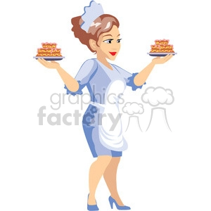 waitress holding cake