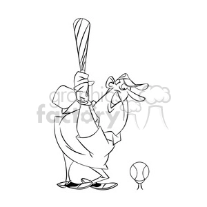 man playing golf with a baseball bat and baseball black and white