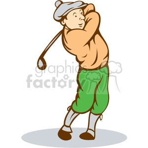 golfer swinging TEE OFF retro ISO