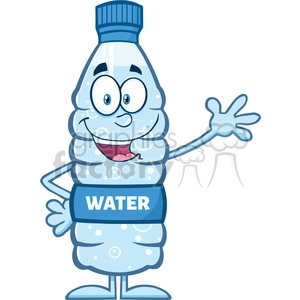 royalty free rf clipart illustration happy water plastic bottle cartoon mascot character waving vector illustration isolated on white