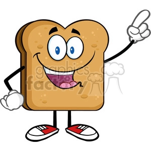 illustration happy toast bread slice cartoon character pointing vector illustration isolated on white background