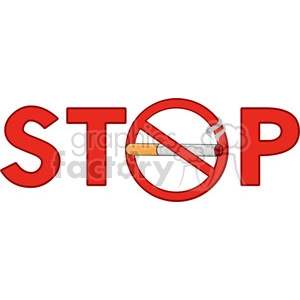 royalty free rf clipart illustration stop smoking sign text with cigarette vector illustration isolated on white background