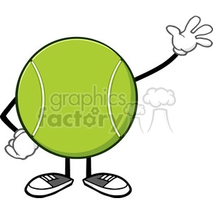 tennis ball faceless cartoon character waving vector illustration isolated on white background