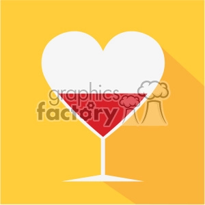 heart shaped glasses with wine vector art flat design