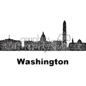 black and white city skyline vector clipart USA Washington