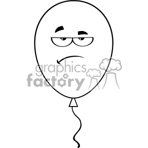 10763 Royalty Free RF Clipart Grumpy Black And White Balloon Cartoon Mascot Character Vector Illustration