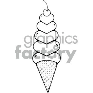 heart ice cream cone outline