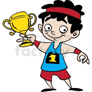 cartoon child holding trophy vector