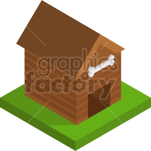 isometric dog house vector icon clipart 2
