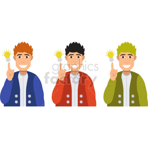 men with ideas vector graphic clipart set