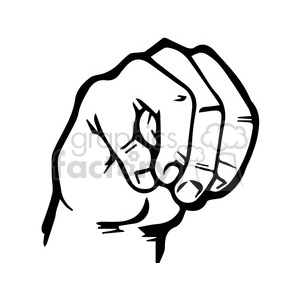The clipart image depicts a hand gesture representing a letter in American Sign Language (ASL). The hand is held in a specific position used to convey the letter M when communicating in ASL.