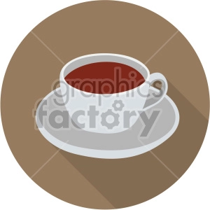 coffee cup on brown circle background flat icons