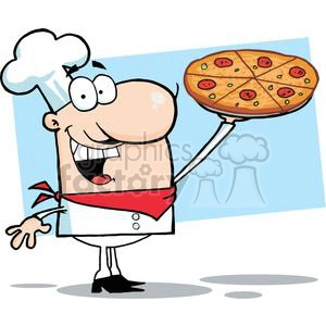 A Proud Male Chef Holding Up A Peperoni Pizza