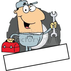 Mechanic With A Tool Box And Wrench Banner