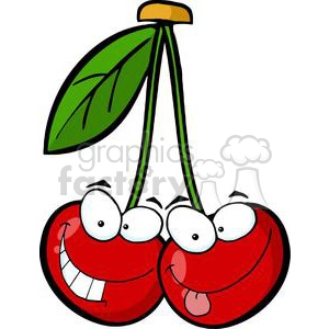 two silly cartoon cherry character 