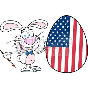 Royalty-Free-RF-Copyright-Safe-Happy-Rabbit-Painting-Easter-Egg-With-American-Flag