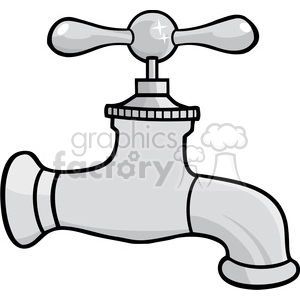 12876 RF Clipart Illustration Water Faucet