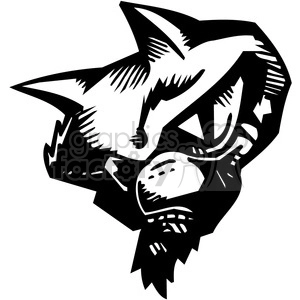 The clipart image shows a stylized vector illustration of an aggressive wild cat head. It features bold lines and sharp angles to convey a sense of fierceness and anger. The stylization makes it suitable for a vinyl decal or a tattoo design.