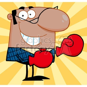 Royalty Free Smiling African American Business Manager With Boxing Gloves