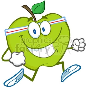 5784 Royalty Free Clip Art Healthy Green Apple Jogging