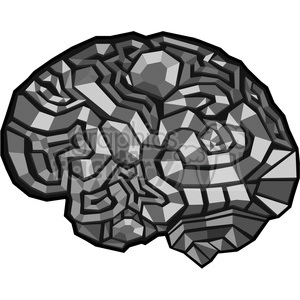 The clipart image features an artistic, stylized representation of a human brain. The brain is depicted with geometric shapes that give it a polygonal appearance. Various shades of gray give the impression of depth and complexity, resembling wrinkles or folds that are typically found in a real brain's surface.