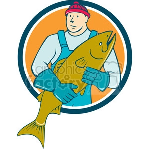 fishmonger holding salmon flish CIRC