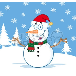 7013 Royalty Free RF Clipart Illustration Happy Snowman Cartoon Mascot Character With Open Arms