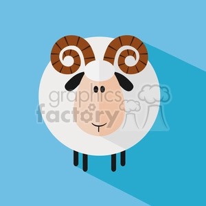 8247 Royalty Free RF Clipart Illustration Cute Ram Sheep Modern Flat Design Vector Illustration